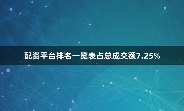 配资平台排名一览表占总成交额7.25%